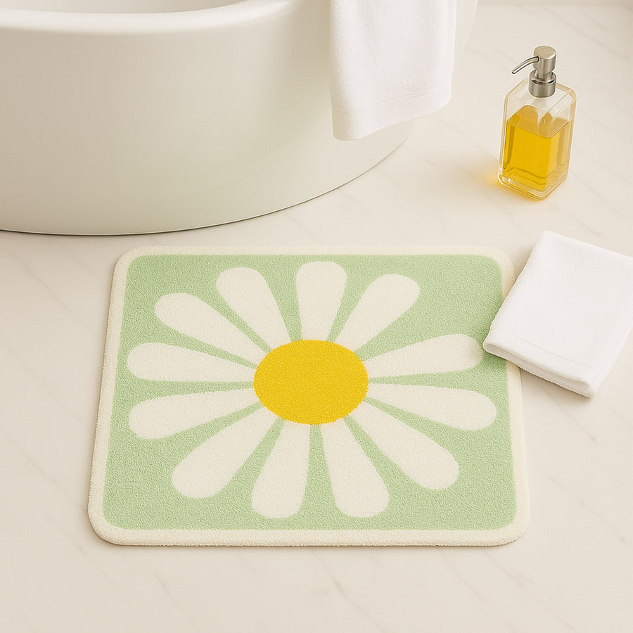 Feblilac Square Daisy Flower Tufted Bath Mat - view 4