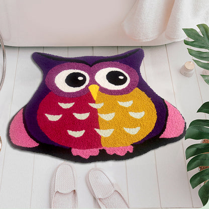 Feblilac Animal Owl Tufted Bath Mat