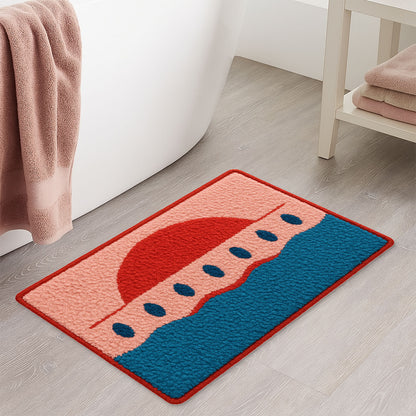 Feblilac Pink Sky and Sea Tufted Bath Mat