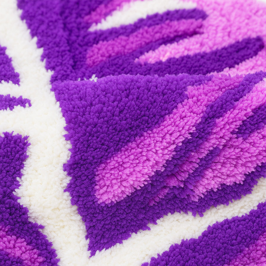 Feblilac Purple Tropical Leaf Tufted Rug – Irregular Shape Bath Mat for Boho & Nature-Inspired Decor - view 4