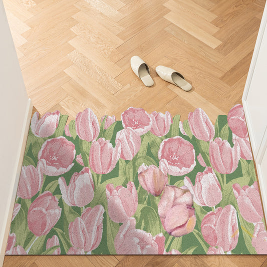 Feblilac Pink Tulips PVC Coil Door Mat