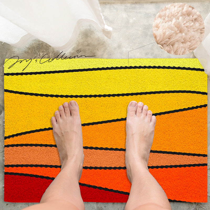 Feblilac Lovely Abstract Sunset Geometric Tufted Bath Mat