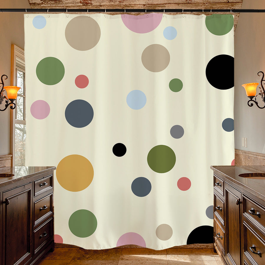 Feblilac Colorful Polka Dots Shower Curtain with Hooks - view 4