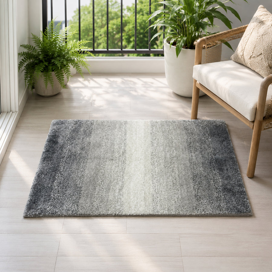Feblilac Gray Gradient Tufted Bath Rug, Soft Non-Slip Bathroom Mat - view 3