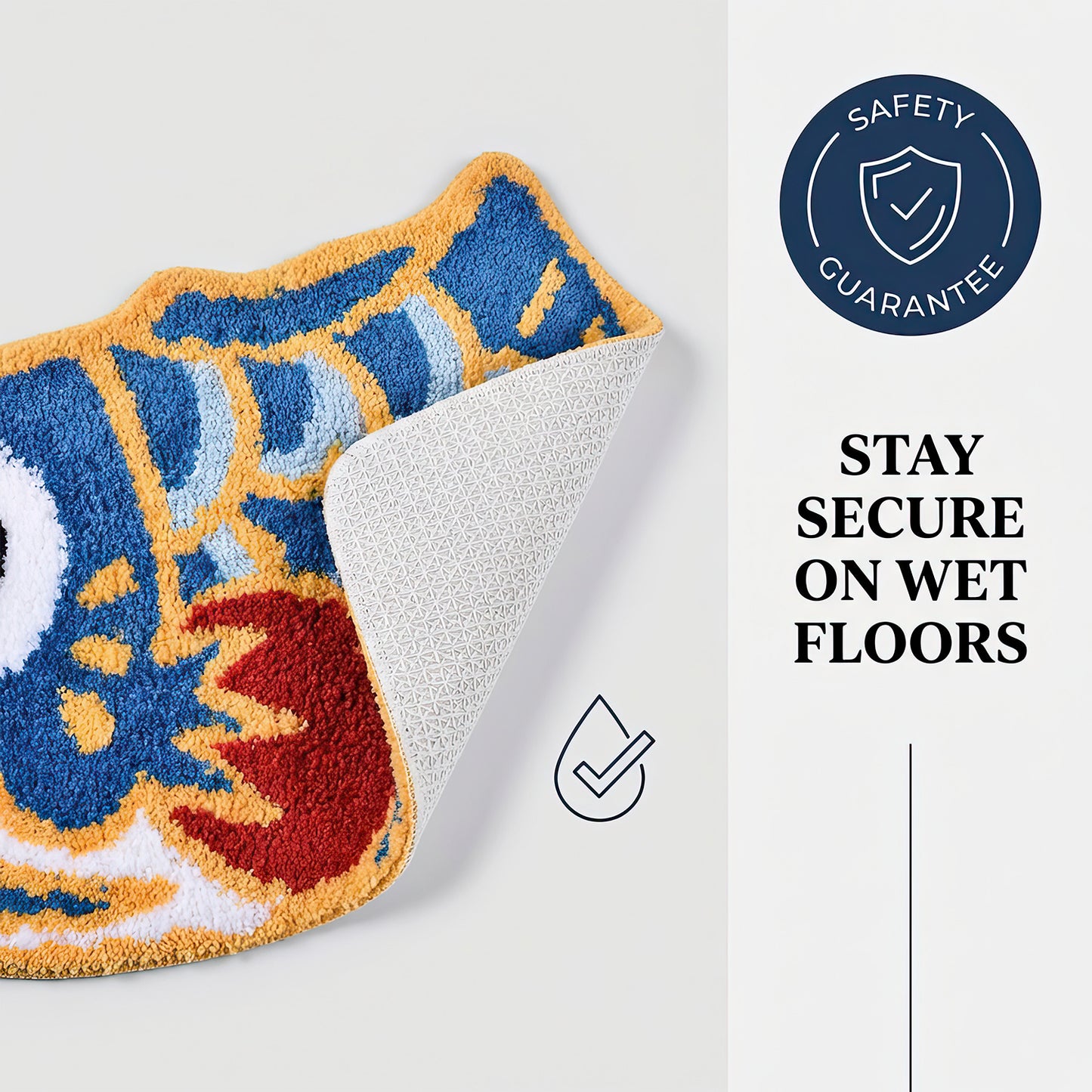 Feblilac Cute Blue Koi Fish Bath Mat, Japanese Carp Bathroom Rug