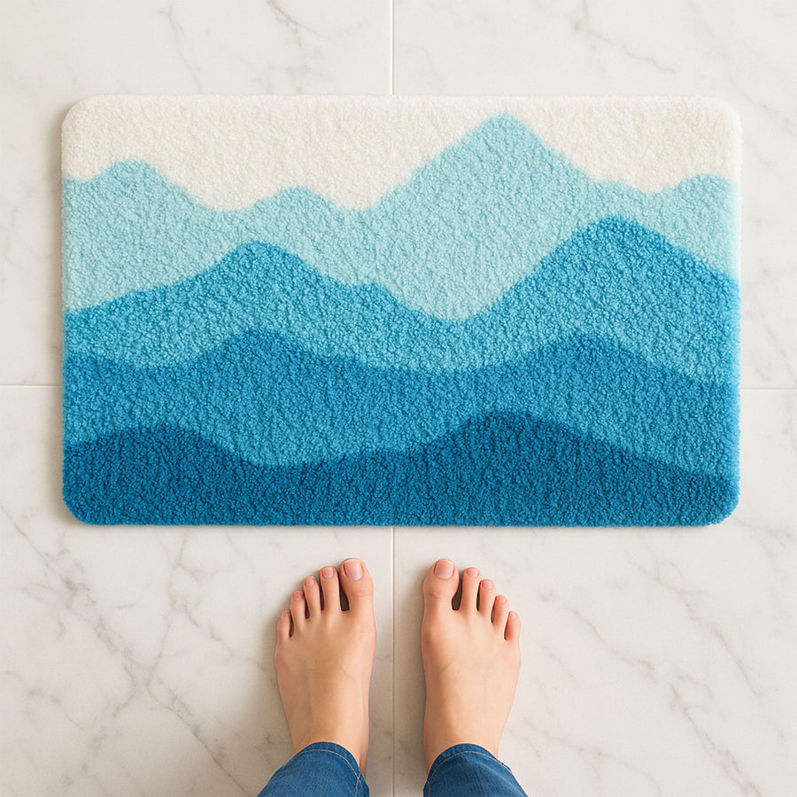 Feblilac Blue Mountain Landscape Bath Mat – Soft, Absorbent & Non-Slip Rug for Bathroom Decor - view 4