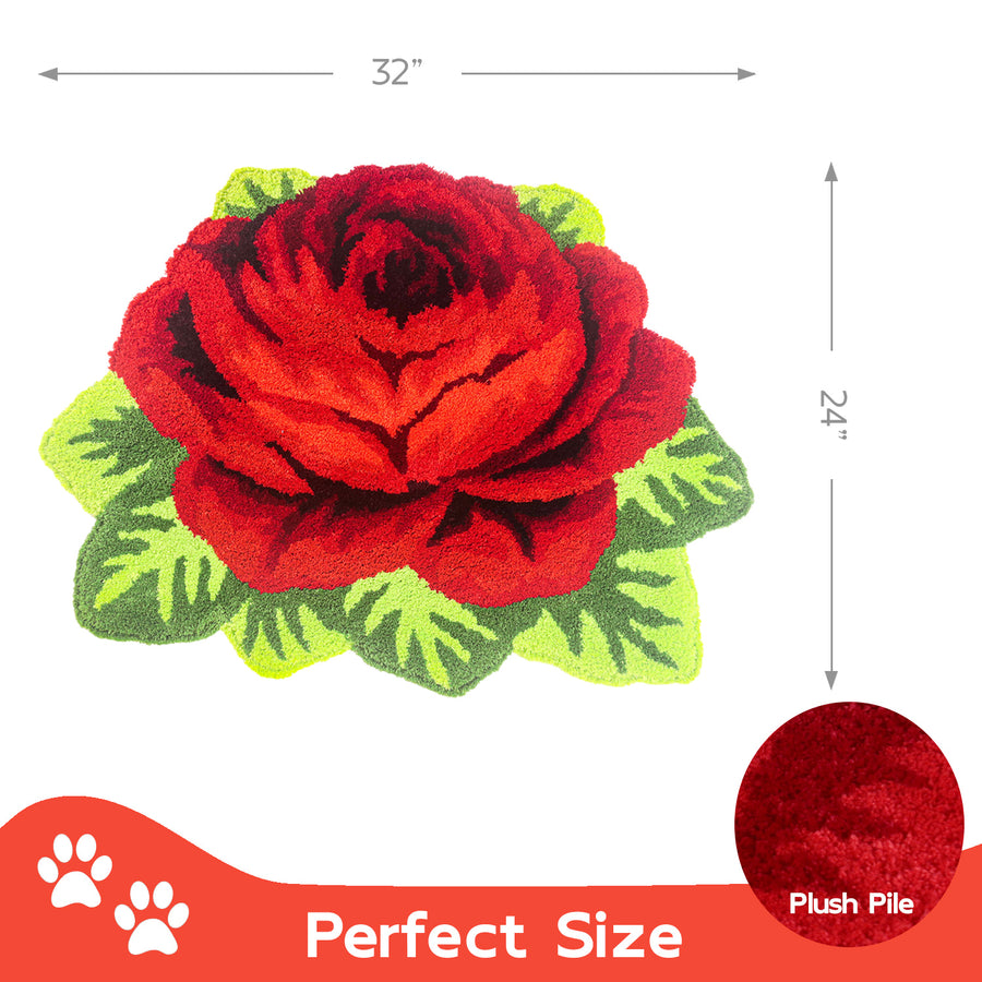 Feblilac Red Flower Tufted Bath Mat - view 4