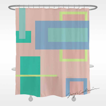 Feblilac Geometric Big Squares Geometric Shower Curtain