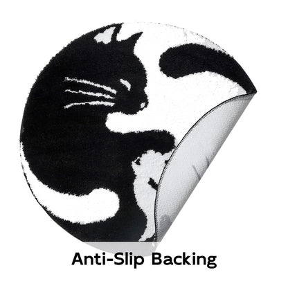 Cute Black and White Cats Bath Mat 31"x31", 80cmx80cm