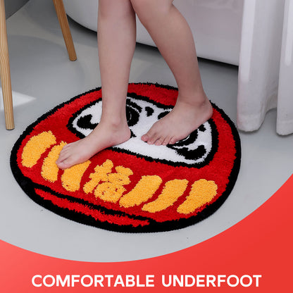 Feblilac Japanese Red Daruma Bathroom Mat 24"x24"