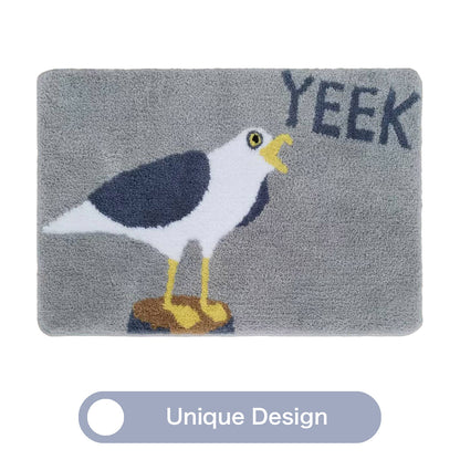 Feblilac Grey Gull Bathroom Mat, Cute Seagull Bath Mat, Fun YEEK Rug