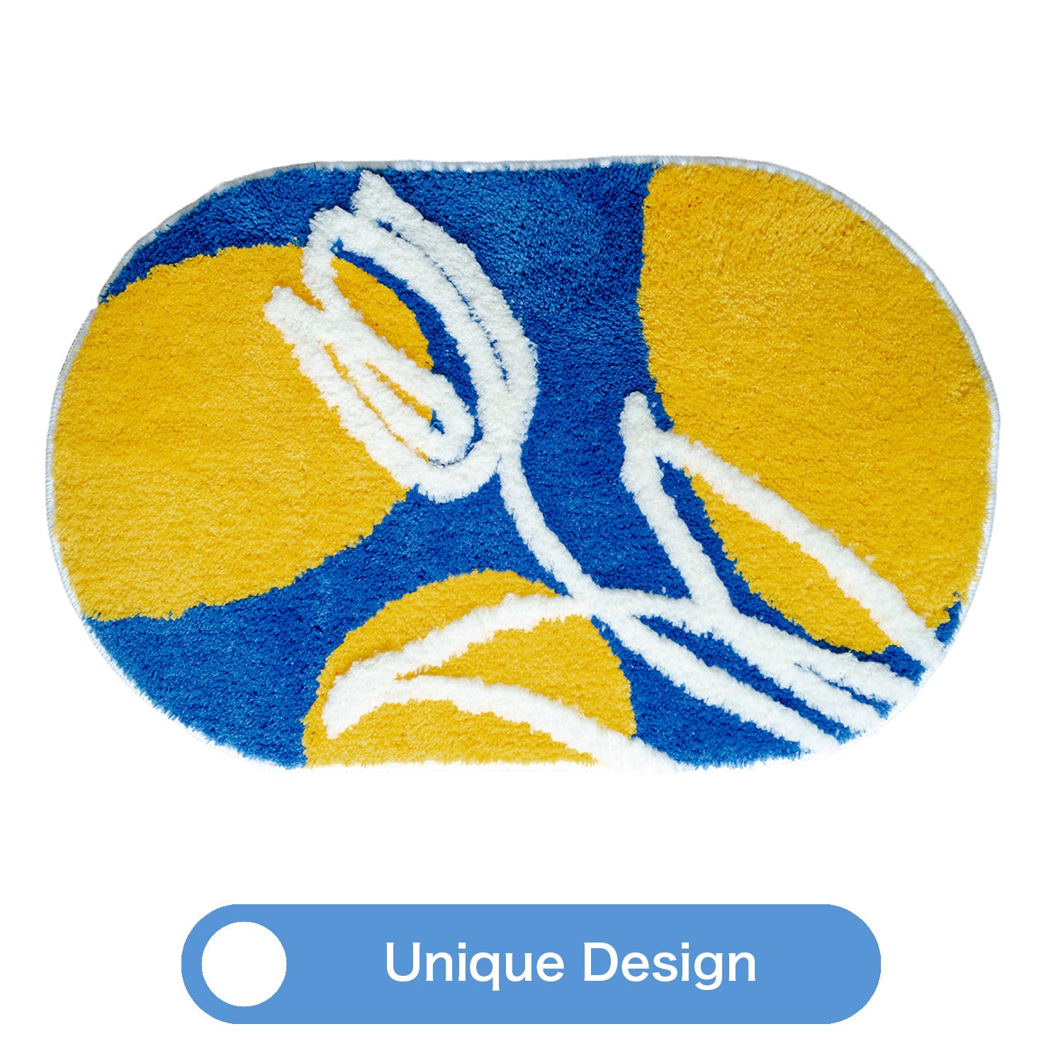 Feblilac Blue and Yellow Tulips Tufted Bath Mat