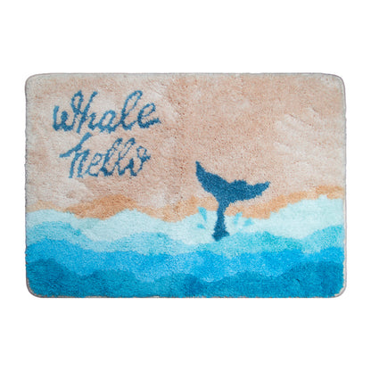 Feblilac Whale Hello Tufted Bath Mat