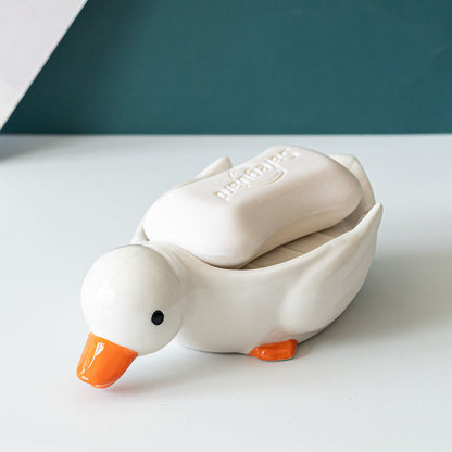 Feblilac Duck Soap Box Household Drain Does Not Accumulate Water Creative Soap Box Bathroom Washstand Soap Box Rack Drain