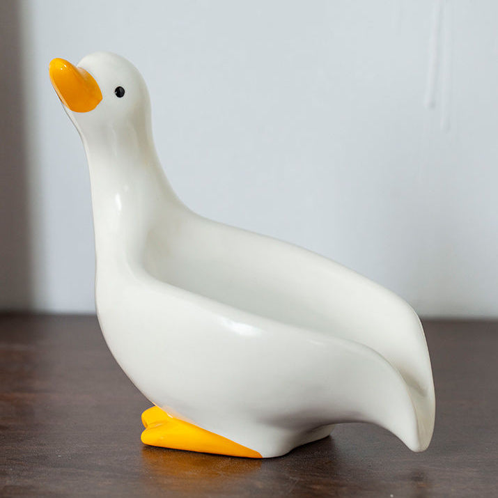 Feblilac Soap Box Ceramic Household Drain Soap Box Mengqu Little Duck Creative Kitchen Bathroom No Punching Soap Dish