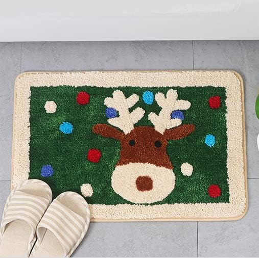 Feblilace Merry Christmas Reindeer ELK Green Ground Bath Mat - view 2