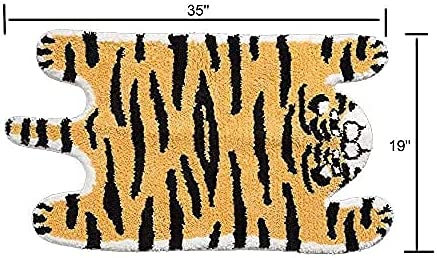 Feblilac Cute Soft Tiger Shaped Animals Tufted Bath Mat