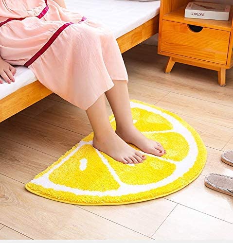 Feblilac Yellow Lemon Bath Mat, Cozy Cute Fruit Round Mat for Bathroom Bedroom - view 2