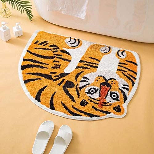 Feblilac Cute Soft Tiger Shaped Animals Tufted Bath Mat