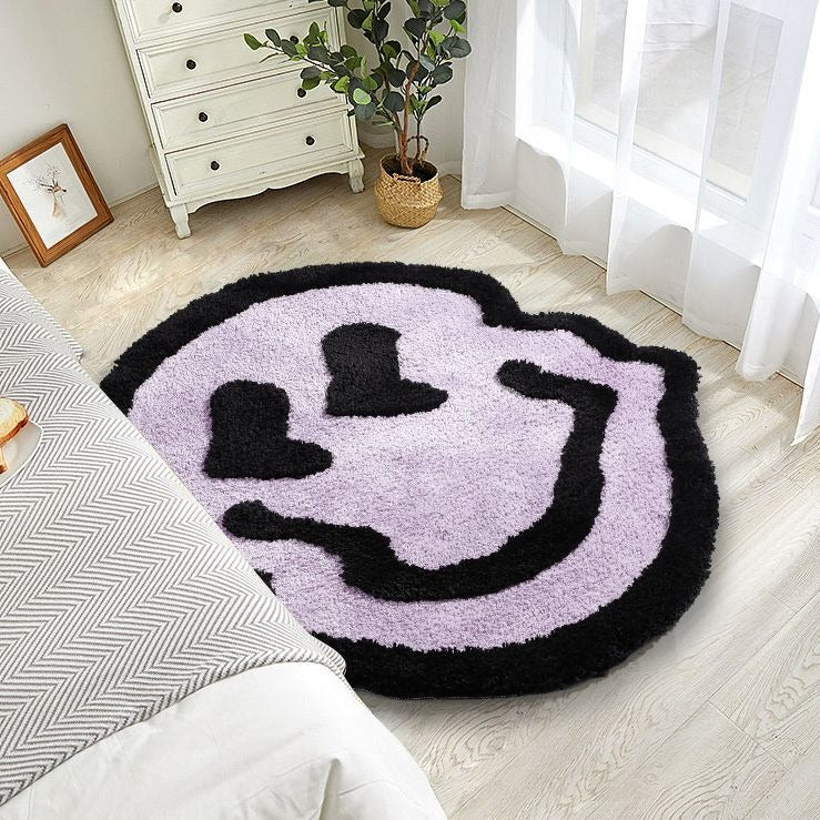 Tufted Smile Face Rug, Fun Fluffy Dizzy Mat for Bathroom Bedroom