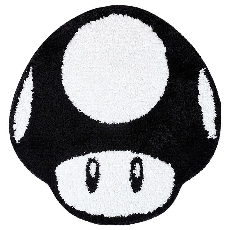 Cute Round Mushroom Bathroom Rug, Red White Mario Character Bath Mat