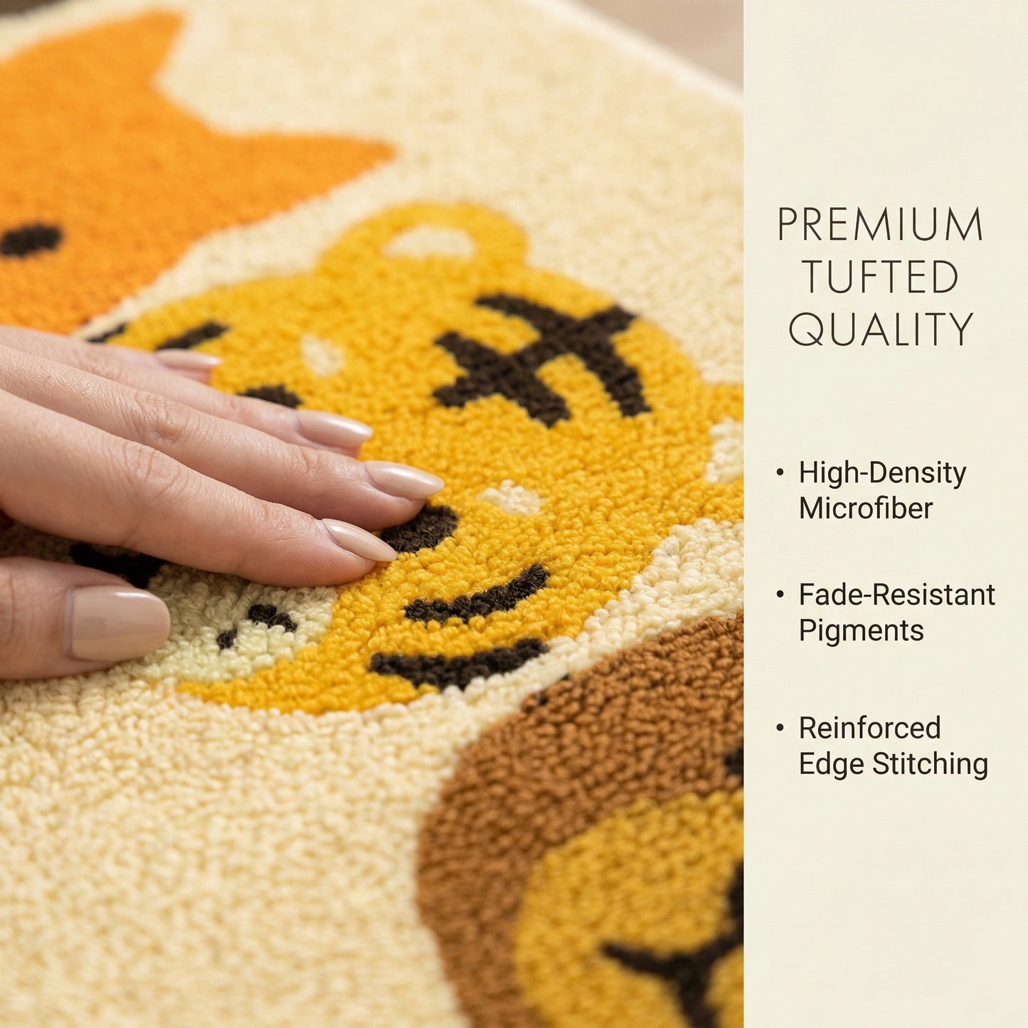 Feblilac Cute Animal Faces Bath Mat – Panda, Fox, Tiger, Bear, Cougar