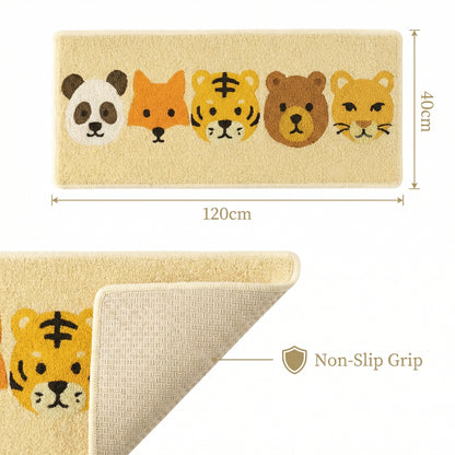 Feblilac Cute Animal Faces Bath Mat – Panda, Fox, Tiger, Bear, Cougar