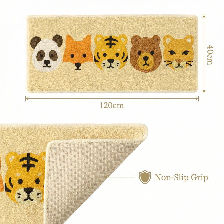 Feblilac Cute Animal Faces Bath Mat – Panda, Fox, Tiger, Bear, Cougar - view 2