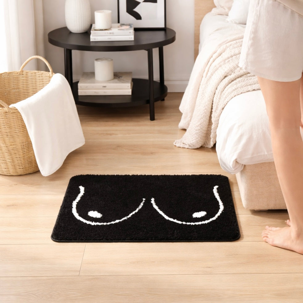 Feblilac Black and White Boobs Tufted Bath Mat