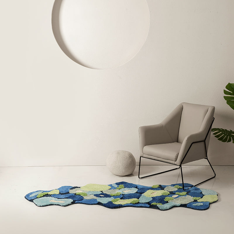 Feblilac Blue Moss Tufted Bedroom Mat - view 3