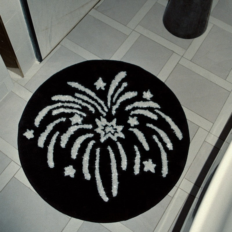 Feblilac Round Fireworks in the NightLiving Room Mat Carpet - view 4