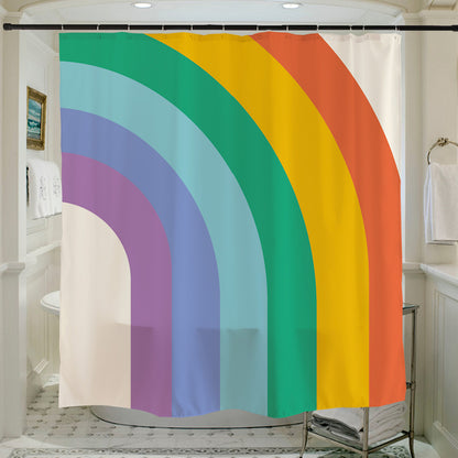 Feblilac Rainbow and Sun Shower Curtain with Hooks