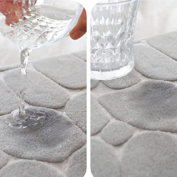 Feblilac Luxurious Embossed Leaves Memory Foam Bath Mat