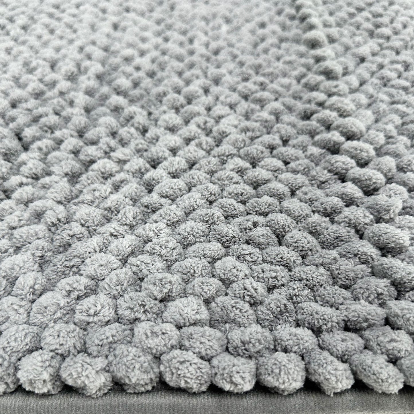 Feblilac Gray and White Chenille Non-Slip Microfiber Shag Runner Rug Mat