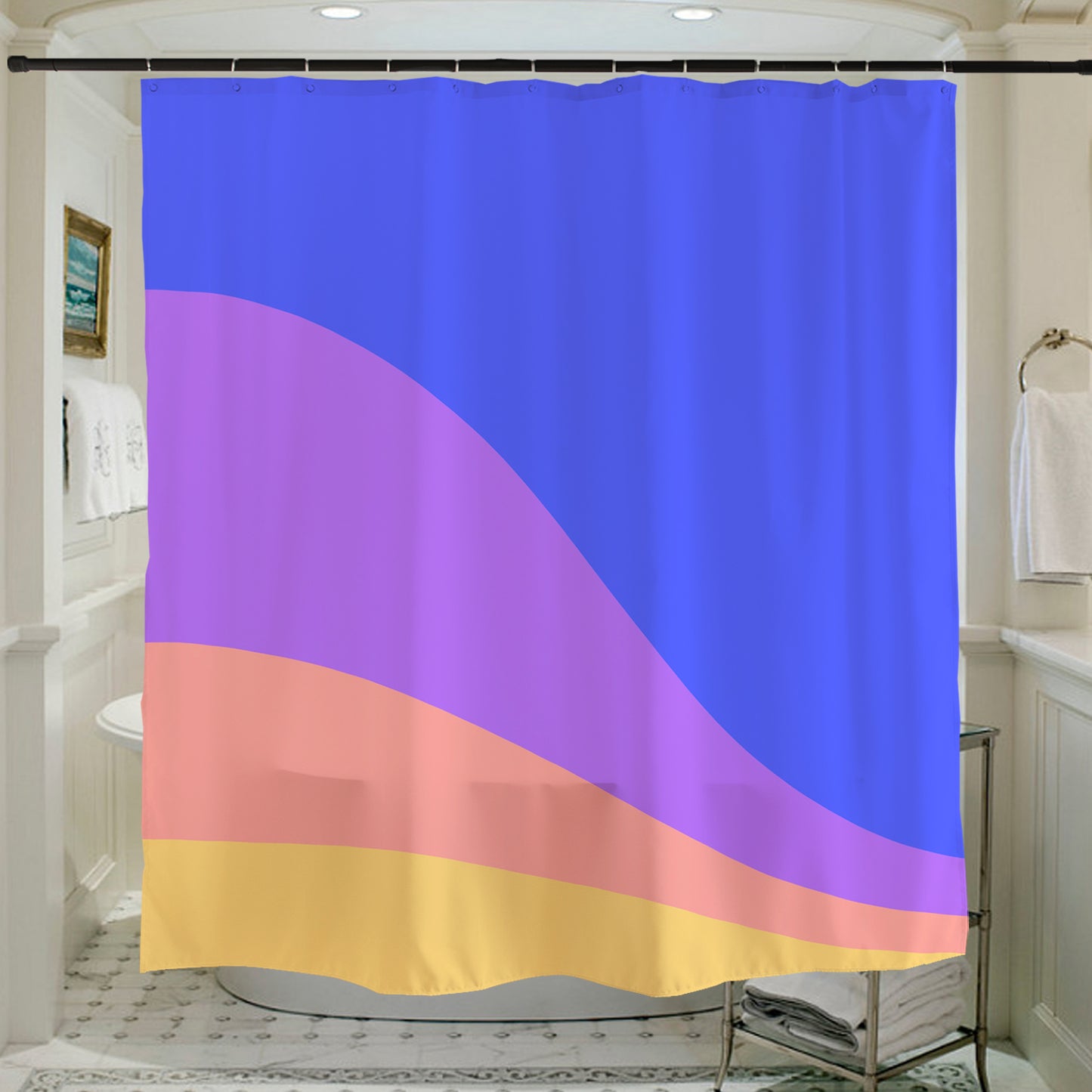 Feblilac Blue Purple Mountain Shower Curtain