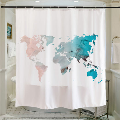 Feblilac Wave Map Shower Curtain with Hooks