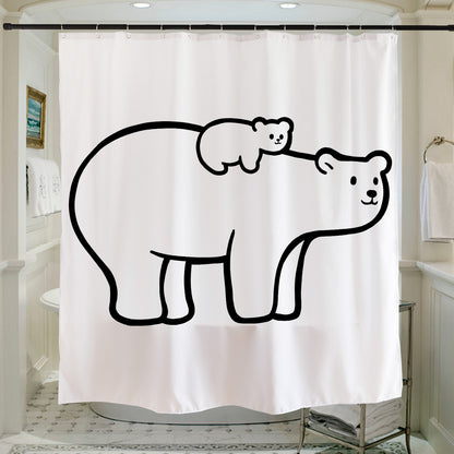 Feblilac Polar Bear Mother and Child Shower Curtain with Hooks