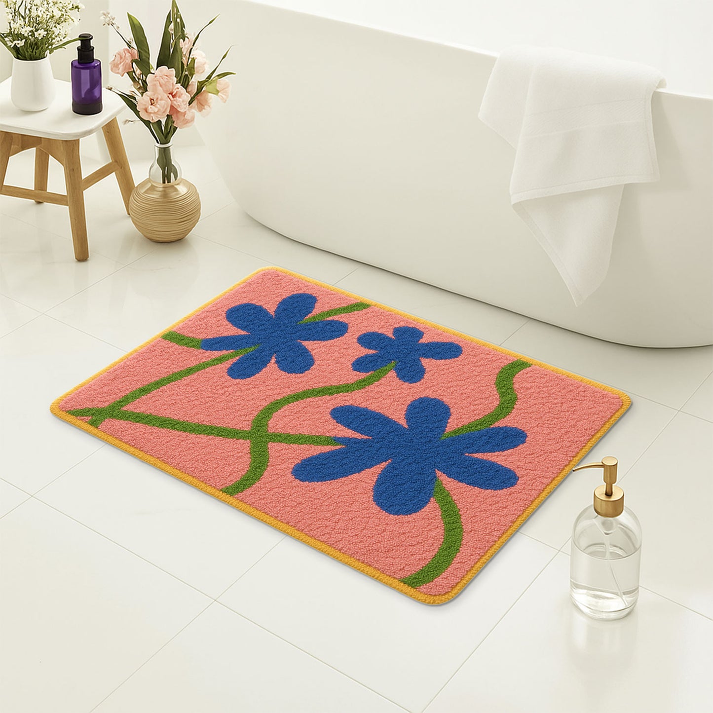 Feblilac The Beach and Palm Trees in The Sunset Tufted Bath Mat