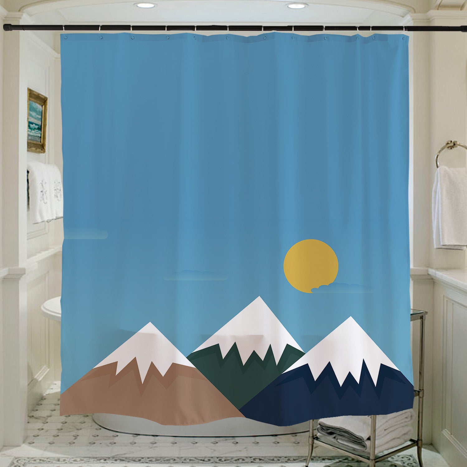 Feblilac Snow Mountain Shower Curtain with Hooks