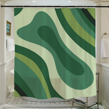 Feblilac Green Dizzy Shower Curtain