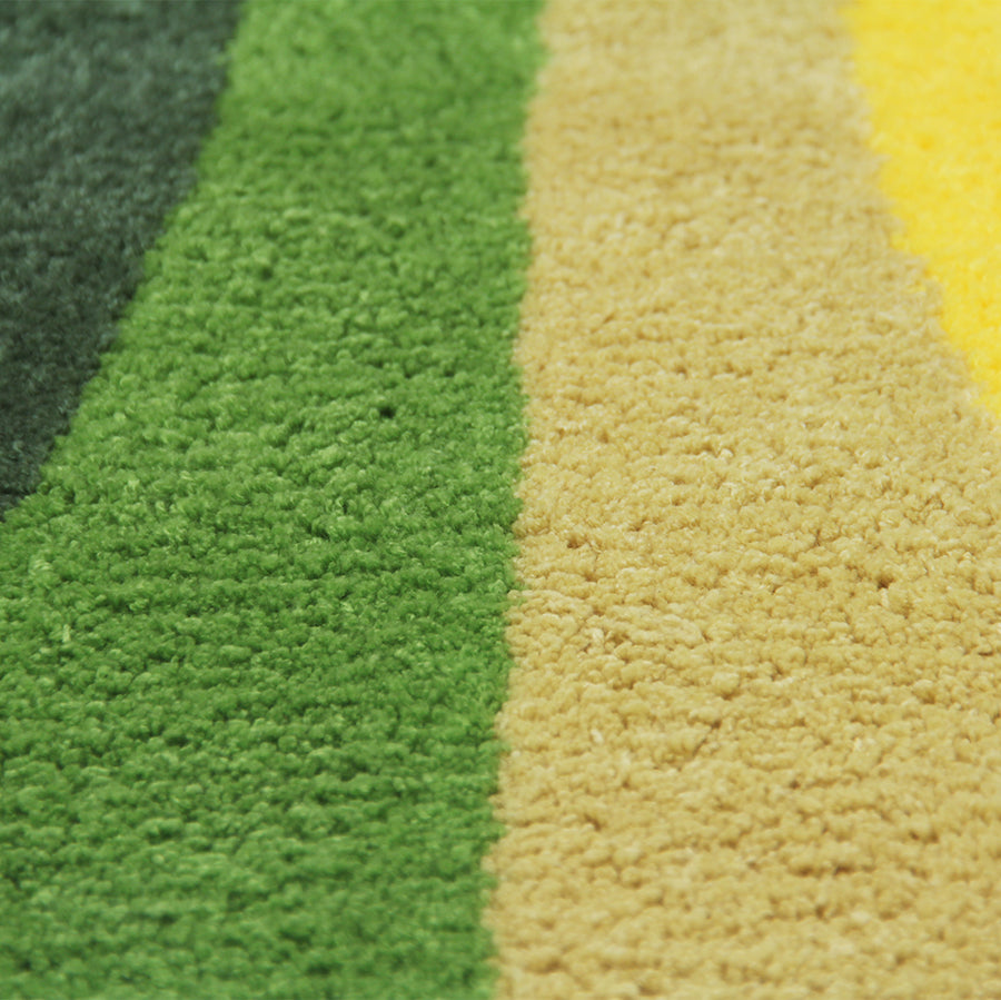Feblilac Yellow Green Wave Tufted Bathroom Mat Toilet U-Shaped Floor Mat - view 4