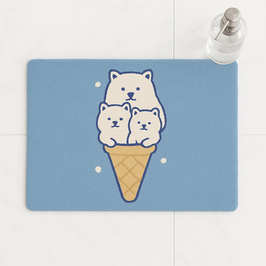 Feblilac Ice Cream Puppy Tufted Bath Mat – Cute Dog Cone Design, Soft & Fun Bathroom Rug