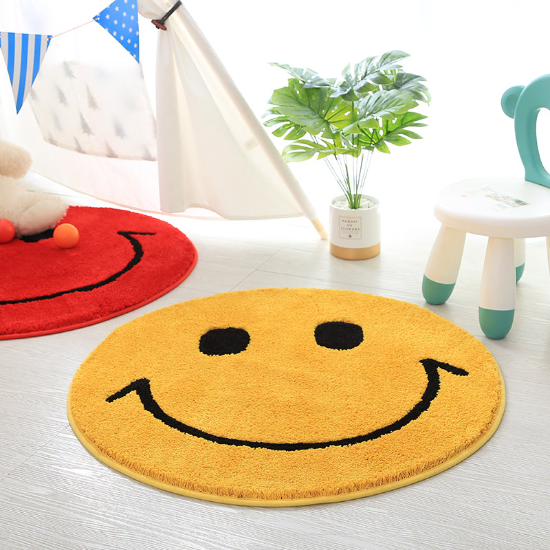 Feblilac Smiling Face Tufted Cushion Area Rug, Mat for Bedroom
