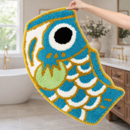 Cute Green Koi Fish Bath Mat