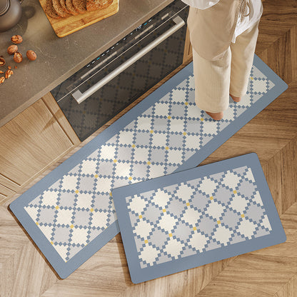 Feblilac Abstract Geometry Lantern PVC Leather Kitchen Mat