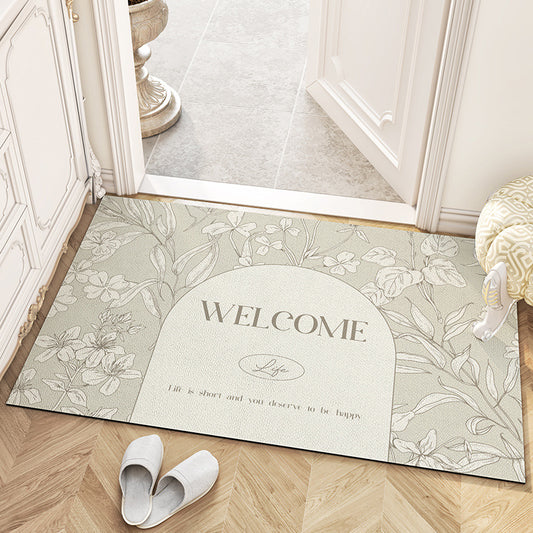 Feblilac Flowers and Plants Leather Door Mat