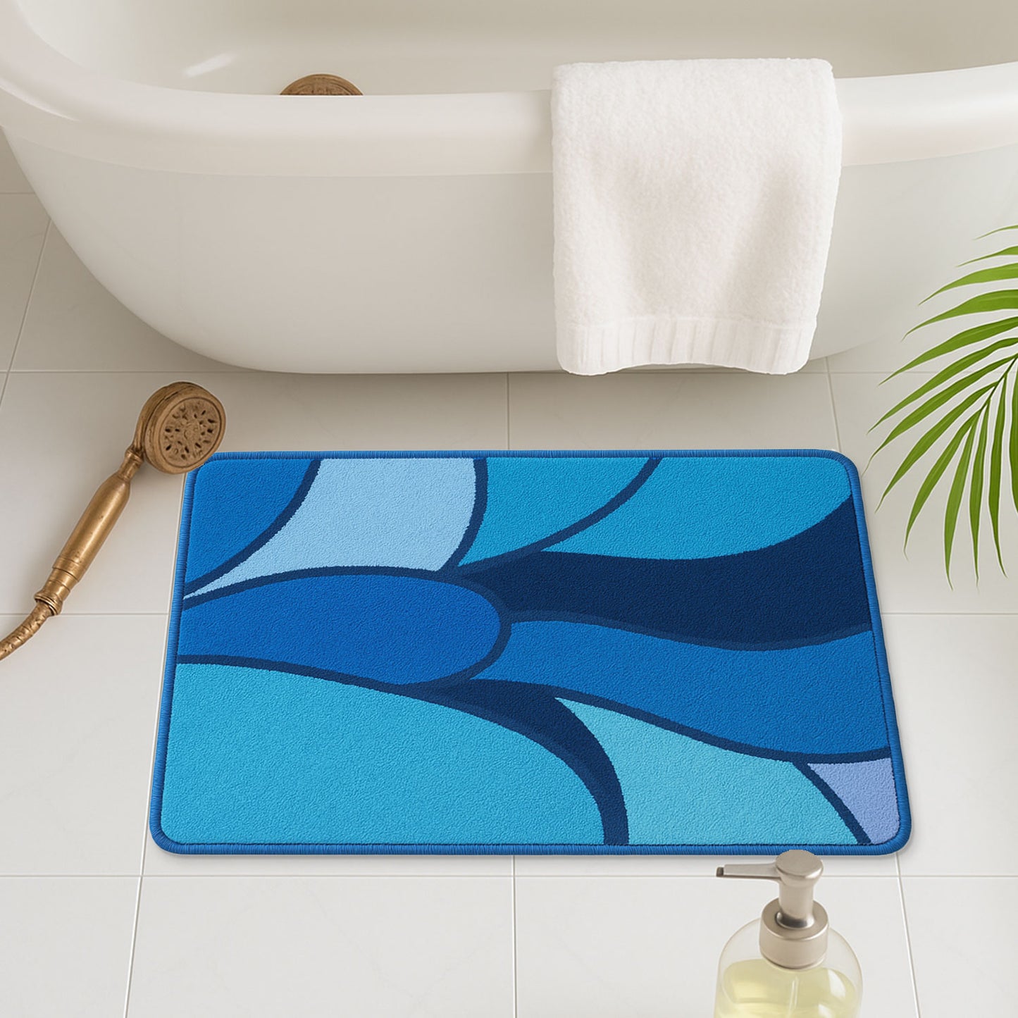 Feblilac Colorful Abstract Sea Geometric Tufted Bath Mat