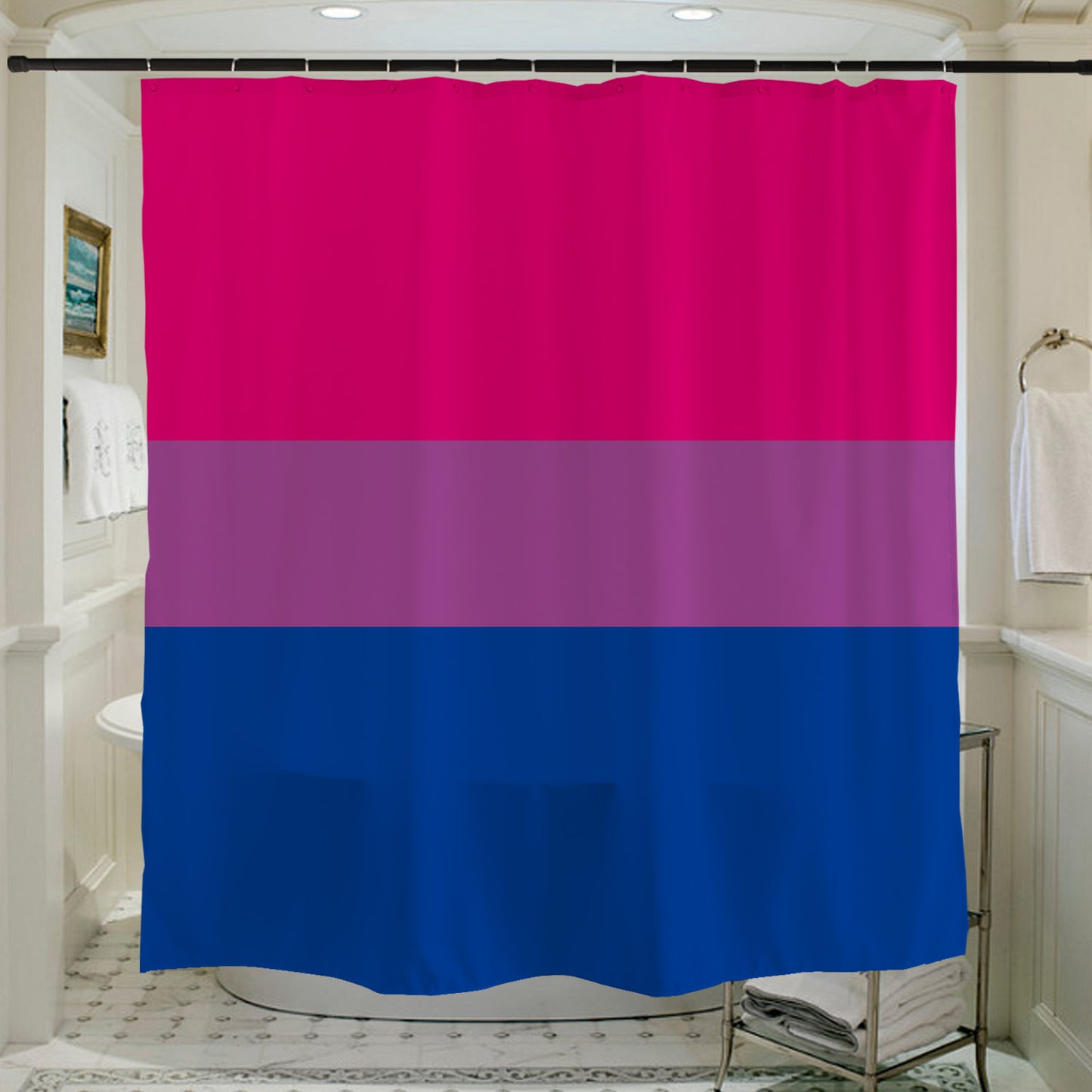 Feblilac Pink Purple Blue LGBT Flag Shower Curtain with Hooks