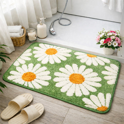 Feblilac Cute Green Daisy Bath Mat
