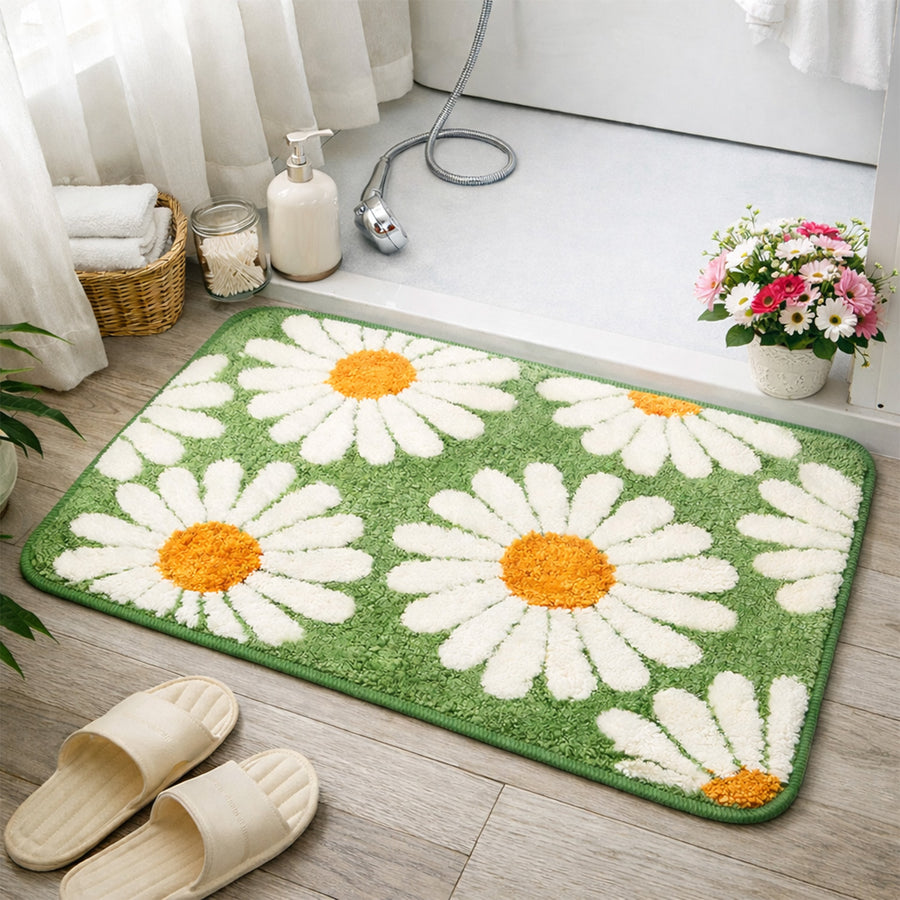 Feblilac Cute Green Daisy Bath Mat - view 4